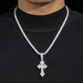 thumbnail image 5 of Cross Pendant. 925 silver, D-color VVS moissanite, fully inlaid with sterling silver. A hip-hop trendy necklace accessory that outshines a diamond tester., 5 of 11