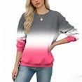 thumbnail image 5 of SDNall Women‘s Ombre Print Drop Shoulder Sweatshirt, Long Sleeve Round Neck Pullover Top for Casual Loungewear, 5 of 5