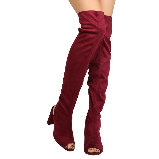 over the knee peep toe boots size 11