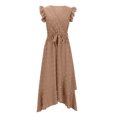 thumbnail image 4 of Ayolanni V-Neck Cotton Dresses for Women 2025 Khaki Solid Sleeveless Maxi Dresses Dresses for Teens for Church XL, 4 of 6