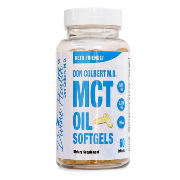 Dr. Colbert, MD MCT Oil Softgels | by Keto Zone & Divine Health | 1000mg from Organic Coconuts | 60 Softgels