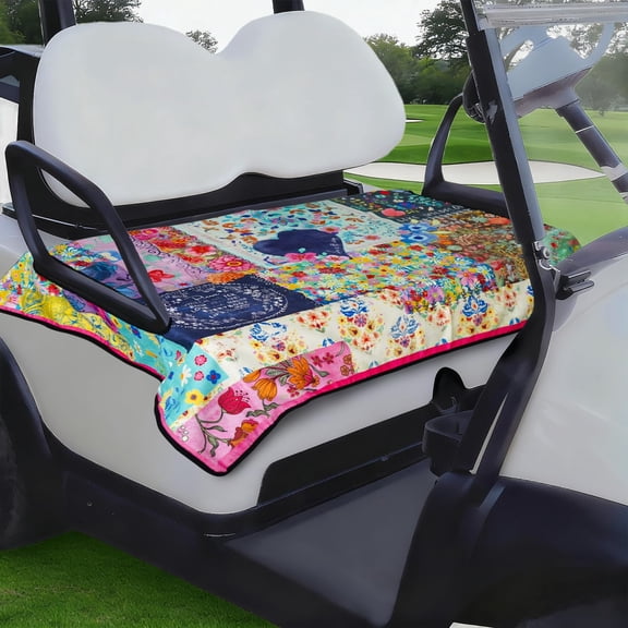 Golf Cart Seat Covers, Universal Golf Cart Seat Towel Blanket for Yamaha, EZGO, Club Car, Icon and More 2-Seat Carts, 100% Microfiber Keeps Seat Comfortable and Clean