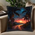 thumbnail image 5 of Set of 2 18x18in Throw Pillow Covers - Tropical Sunset Design with Vibrant Hues Perfect for Couch Bed or Car Decor, 5 of 8