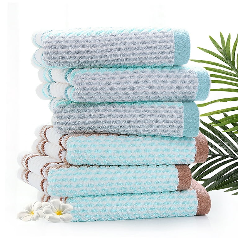 Pidada 100% Cotton Striped Pattern Hand Towels for Bathroom Set of 2 (Green)