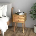 thumbnail image 2 of Costway Wooden Nightstand Mid-Century End Side Table Bedroom W/2 Storage Drawers Natural, 2 of 10
