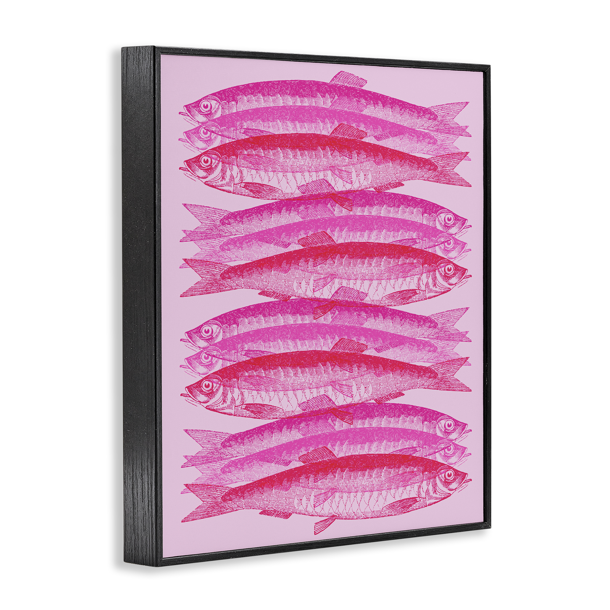 Stupell Industries Pink Layered Fish Animals & Insects Painting Black Framed Art Print Wall Art, 24 x 30