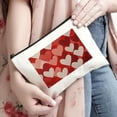 thumbnail image 3 of Pratyus Pink Love Heart Pattern Canvas Tote Bag Cosmetic Bag for Women Friends Travel Essentials Ladies Accessories White, 3 of 6