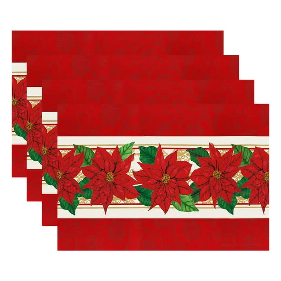 Dmlowu Christmas Place Mats - Heat Proof Christmas Placemats Set of 4, Non-Slip Table Mats for Party Holiday Decor, Christmas Decorations Placemats for Dining Table