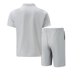 thumbnail image 4 of Conjunto de Pantalones Cortos para Hombre 2 Piezas Trajes de Color Sólido Medio Cremallera Camiseta Solapa, Traje de Pantalones Cortos de Ocio, 4 of 5
