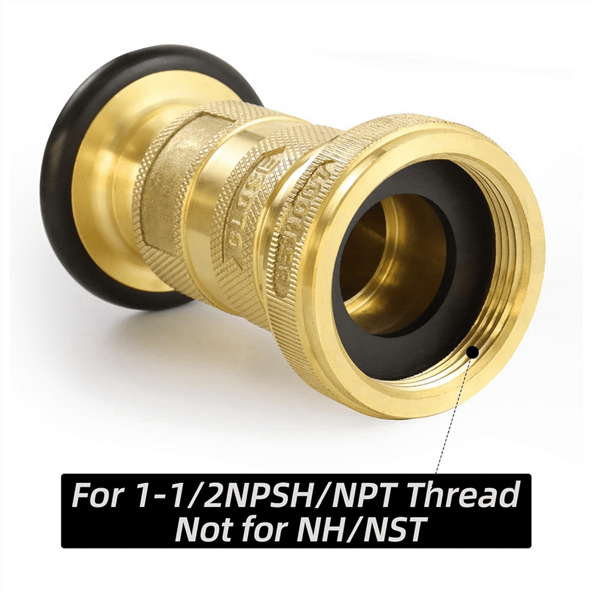 Fire Hose Nozzle 1-1/2 Inch NPSH/NPT Fire Hose Nozzle 100 Psi 75 Gpm Brass Fire Equipment Jet Fog Sprays Nozzle