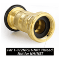 thumbnail image 4 of Fire Hose Nozzle 1-1/2 Inch NPSH/NPT Fire Hose Nozzle 100 Psi 75 Gpm Brass Fire Equipment Jet Fog Sprays Nozzle, 4 of 5