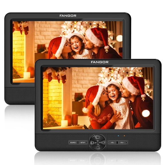 Pre-Owned Fangor 10" Dual Screen Portable DVD for Car, Headrest DVD Player with Remote Control and 2 Headrest Bracket, Supports HDMI, USB Port, SD Card Slot,AV in /out ,Last Memory,Ideal Gift for Kids