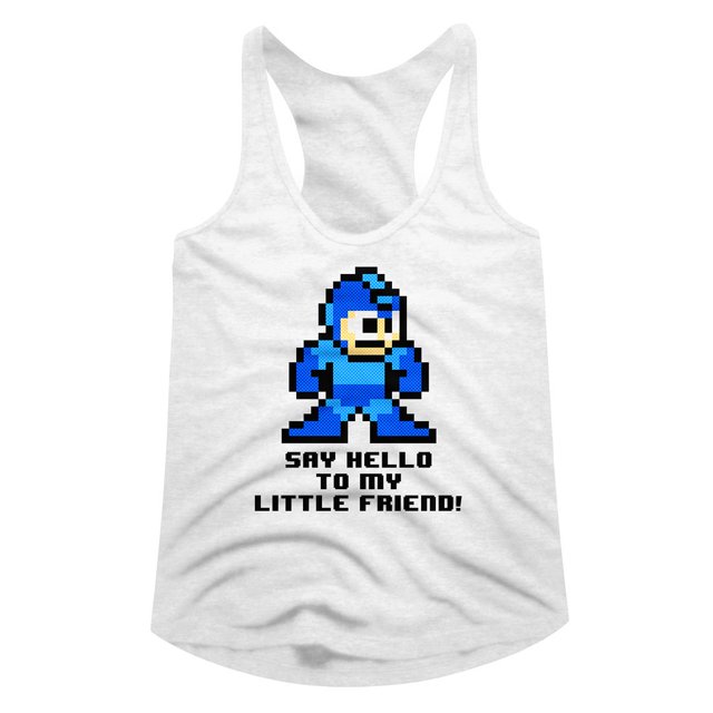 Mega Man Gaming Say Hello To My Little Friend Ladies Racerback Tank Top Shirt