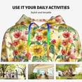 thumbnail image 4 of Picia Sunflower Cornflower Poppy Pattern Casual Women's Hoodie, Hooded Sweatshirt with Kangaroo Pocket, Comfortable Pullover with Eye-catching Drawstrings-XX-Large, 4 of 7