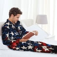 thumbnail image 6 of Picia Red Blue White Stars Pattern Men’s Long-Sleeve Sleepwear Set - Soft 2-Piece Loungewear with Pockets, Comfy PJs for Relaxing Nights-Medium, 6 of 7