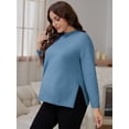 thumbnail image 2 of DARING DIVA Women's Maternity Striped Mock Neck Long Sleeve Sweater S Blue, 2 of 8