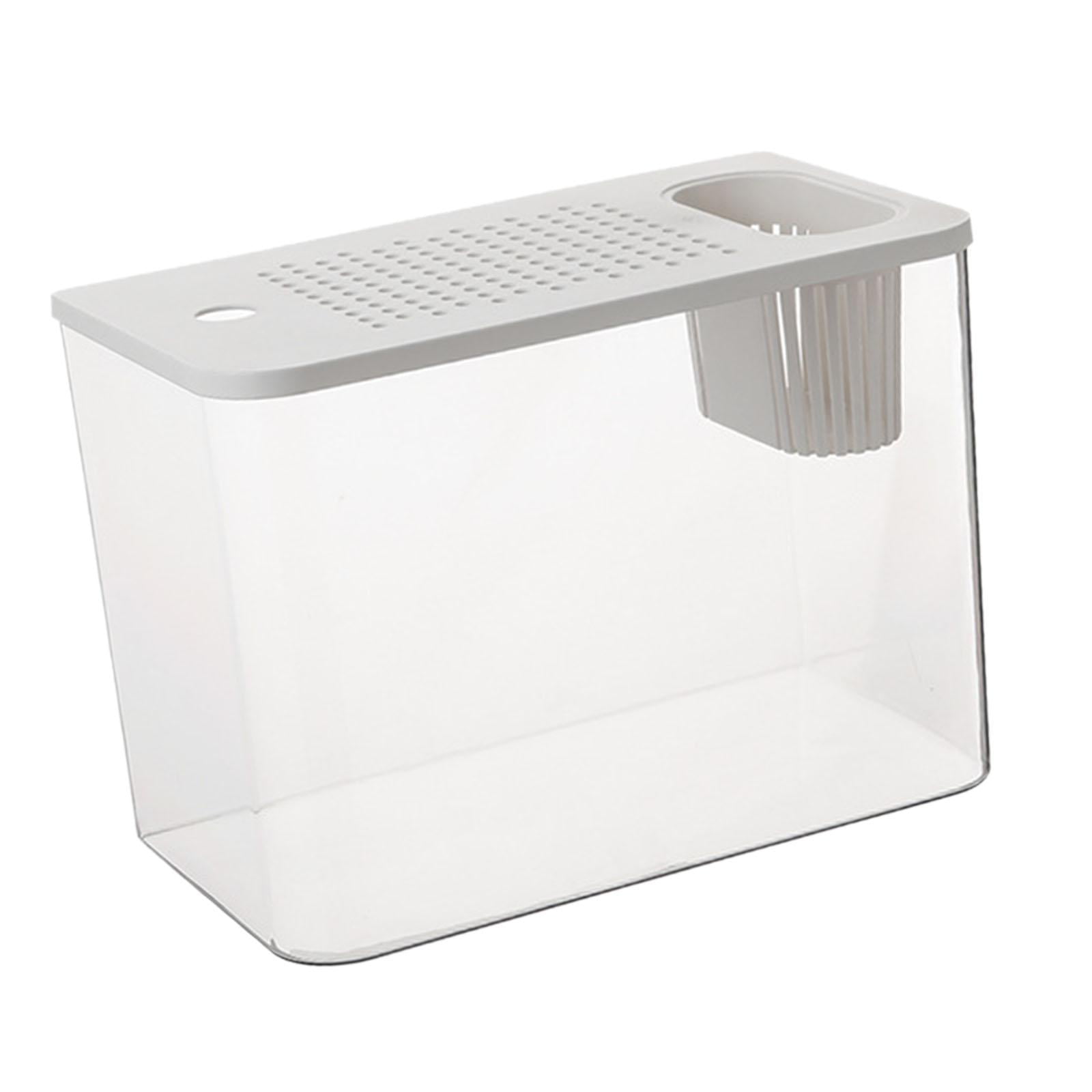 FashionCha Reptile Terrarium Tank Habitat Desktop Breeding Tank Clear View with Full View White Lid