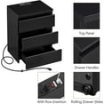 thumbnail image 4 of OWNEN Nightstand with Charging Station, Wood Bedside Table with 3 Drawers, Bedside Storage Cabinet Unit with 2 USB Ports & Power Outlets for Bedroom/Small Space/Home Office, Black,with Power Outlet, 4 of 9