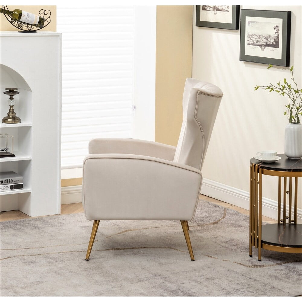 Kaleigh 27.56"W Velvet Sofa Chair with Metal Legs,Beige