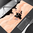 thumbnail image 1 of Alfombrilla para teclado con nubes de gato negro, alfombrilla para ratón extendida con borde de bloqueo, almohadilla de protección para escritorio de oficina, color rosa y morado, XXL, 1 of 5