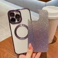 thumbnail image 3 of Compatible with iPhone 13 Pro Max Magnetic Gardient Glitter Case, Plating Bling Cute Case with MagSafe for Women Girls Full Camera Protector Back Cover for iPhone 13 Pro Max 6.7'' Purple, 3 of 14