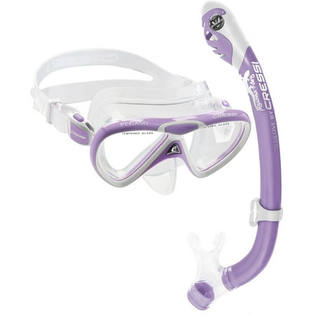 UPC: 0843607062848 | Cressi Pegaso Mask and Iguana Dry Snorkel Junior Combo – Lilac/White