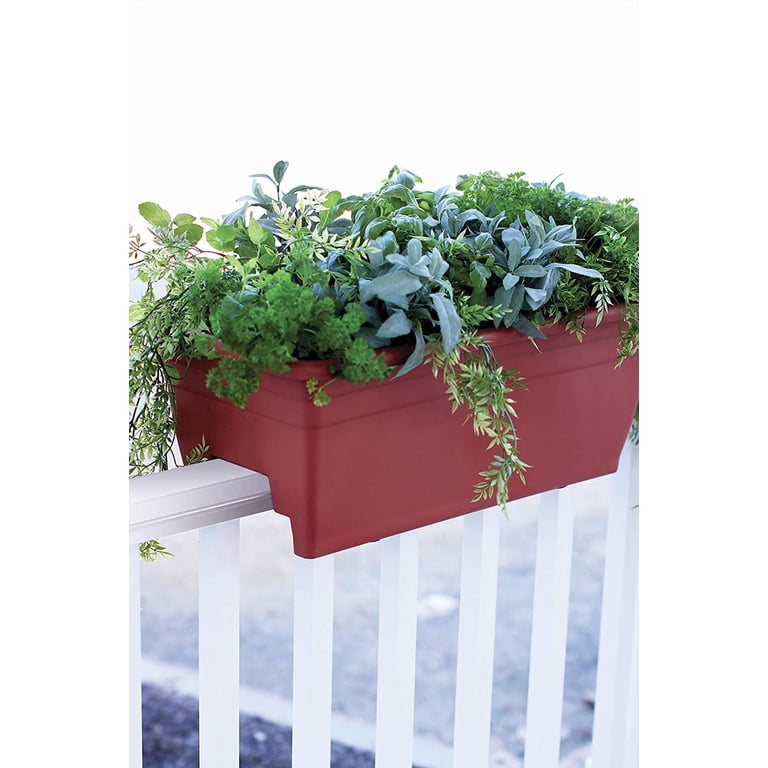 The HC Companies HC Companies 24 Inch Deck Rail Box Planter With Drainage Holes 4 Pack White