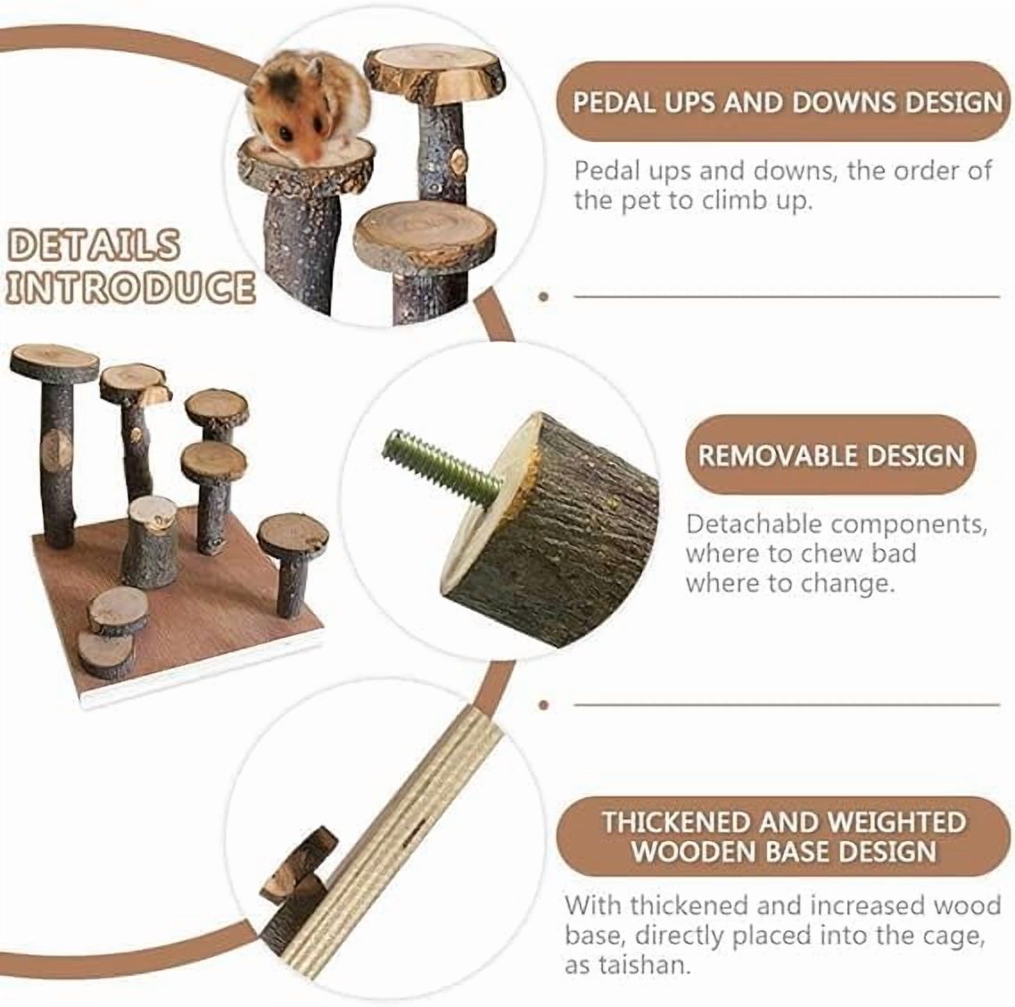SS Organic Hamster Climbing Wooden Stand Platform, Pet Cage Playground Natural Wood Bridge ramp Toys for Dwarf Hamsters, Syrians Hamster, Gerbil, Mouse, Rat
