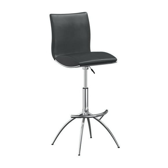 Deko 26-31 Inch Adjustable Height Barstool Chair, Set of 2, Chrome, Gray Faux Leather
