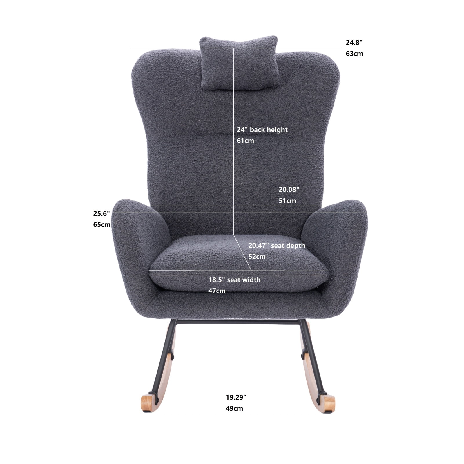 Teddy Upholstered Nursery Rocking Chair for Living Room Bedroom