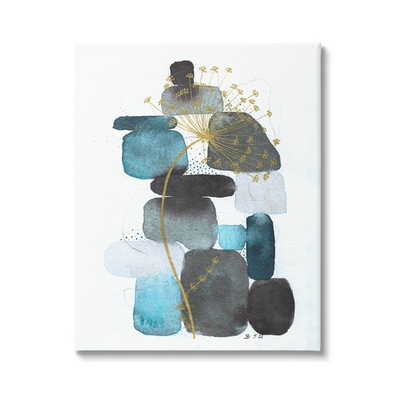 Stupell Industries Dandelion on Blue Rocks Abstract Painting Gallery Wrapped Canvas Print Wall Art, 16 x 20