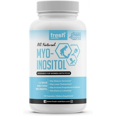 Fresh Nutrition Myo-Inositol Supplement - 2200mg Strongest NMR Verified 120 Caps
