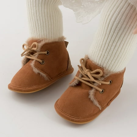 

Newborn Baby Infant Boys Girls Booties Fleece Anti-slip Soft Sole Boots Toddler First Walker Warm Shoes