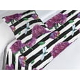 thumbnail image 3 of Peony Pattern Bed Runner Set, Springtime Flowers with Dragonfly Pattern on Striped Backdrop, Decorative Bedding Scarf & a Pillow Sham for Hotels Homes, Twin, Purple Jade Green White, by Ambesonne, 3 of 3