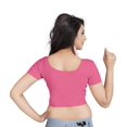 thumbnail image 2 of Crazybachat BabyPink Short-Sleeve Crop Top in Stretchable Cotton Lycra., 2 of 5