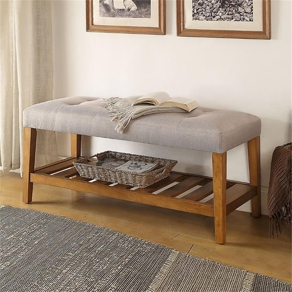Kingfisher Lane Bench in Light Gray and Oak