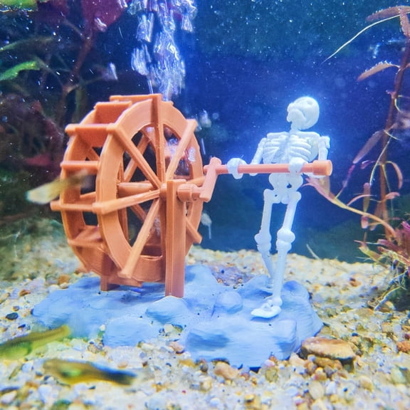 Skeleton Aquarium Decoration, Air Driven Moving Action Fish Tank Skeleton Ornament Spooky Halloween Landscape Decor for Aerating and Oxygenating
