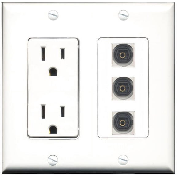 RiteAV - 15 Amp Power Outlet 3 Port Toslink Decorative Wall Plate