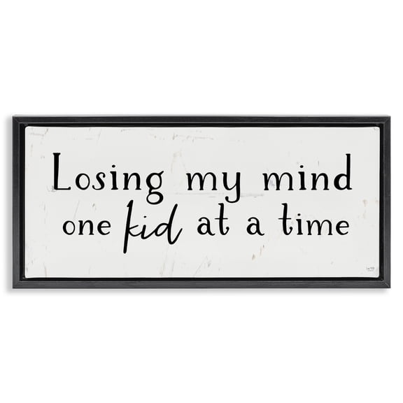Stupell Industries Rustic Lodge One Kid At A Time Black Floating Frame Canvas Art, 25 x 11, by Lux Me Designs