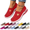 thumbnail image 1 of longantii Chaussures Orthopédiques pour Femmes Chaussures à Enfiler pour la Marche Respirantes en Maille Mocassins Décontractés Espadrilles Légères à Enfiler Rouges, 1 of 5