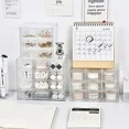 thumbnail image 3 of Transparent Drawer-Type Cosmetic Organizer with Six Compartments - Compact Dustproof Storage Box for Lipsticks, Jewelry & Makeup Accessories, Clear Pink Multi-Grid Desktop Case for Tidy Vanity, 3 of 3