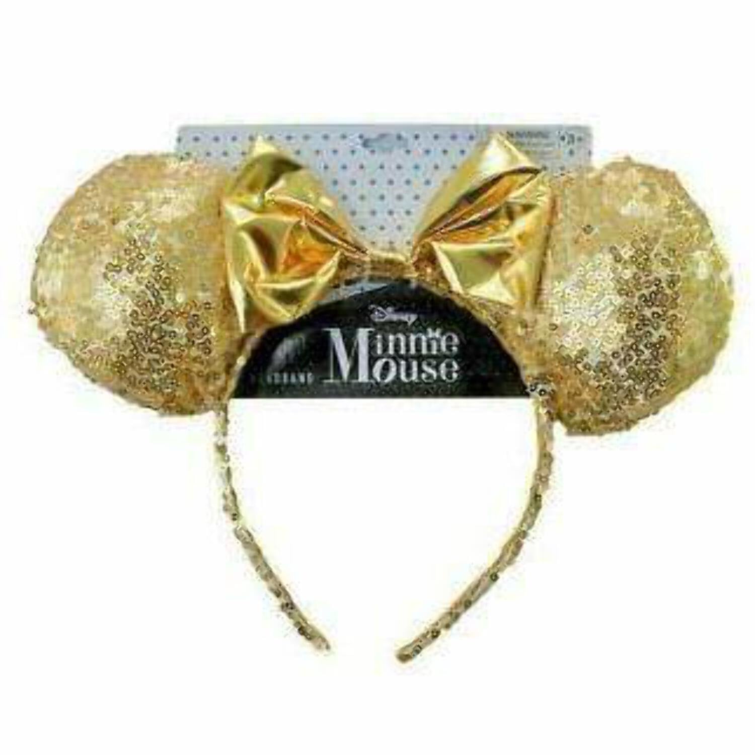NEW Disney Parks Minnie Mouse Gold Bow Sequins Ear Headband Ears 