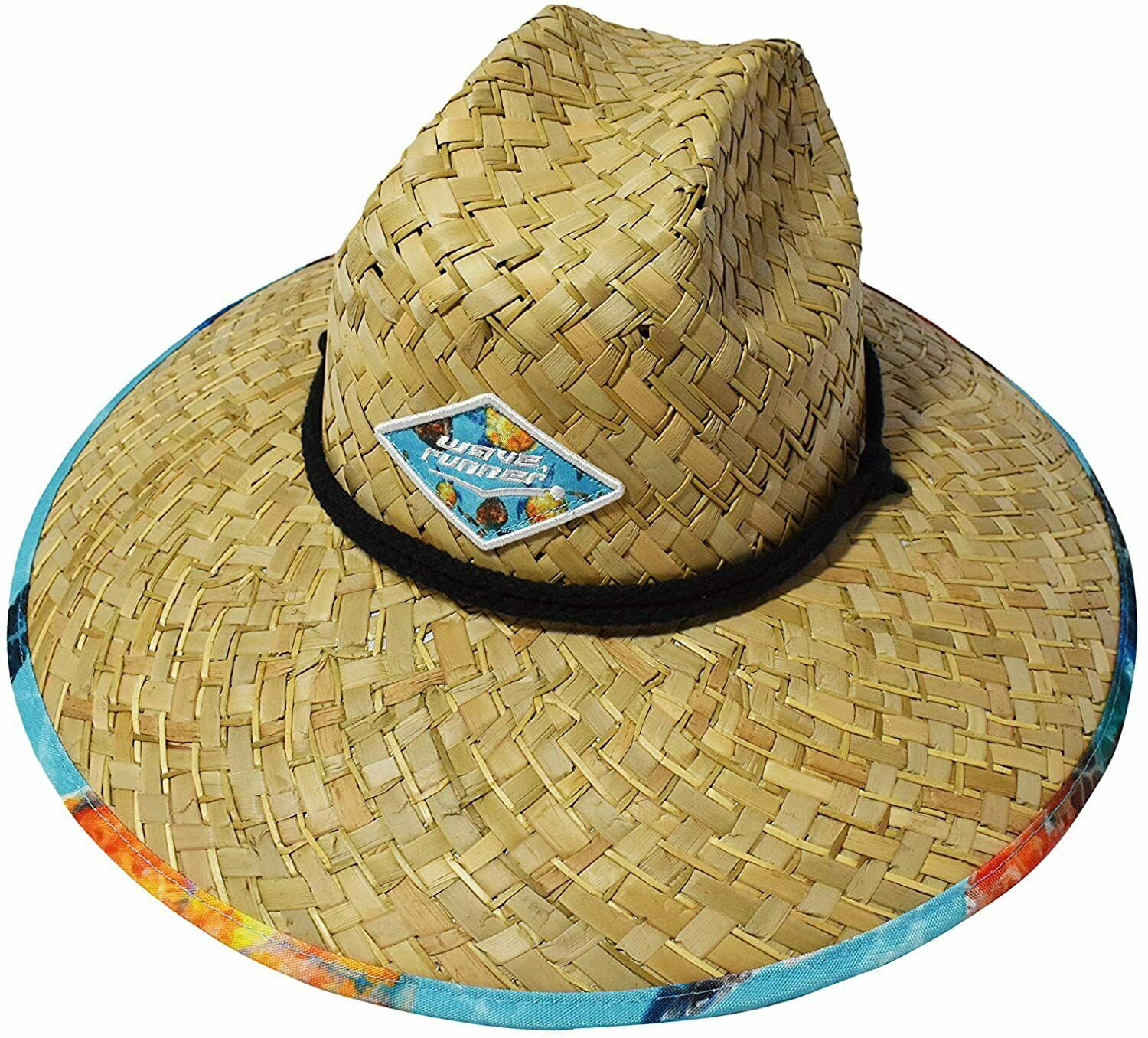 Mens straw hat sun protection classic wide-brimmed lifeguard sun straw hat UPF 50+ suitable for summer mens straw beach hat