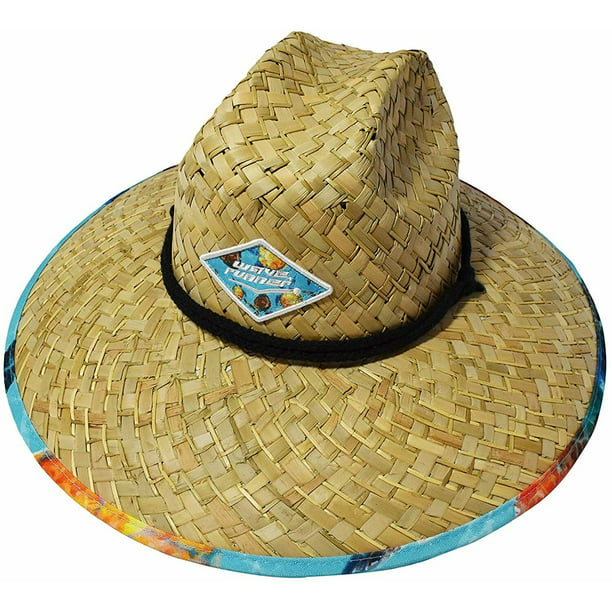 WAVE RUNNER Men's Beach Straw Hat- Wide Brim Sun Hat with UPF 50 ...