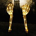 thumbnail image 3 of Decoraciones al aire libre de Halloween, estacas de brazos de esqueleto iluminadas, luces blancas cálidas, estaca de patio impermeable con pilas con temporizador ER, 3 of 5