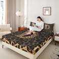thumbnail image 3 of Manfei Kawaii Bow Letter D Monogrammed Bed Sheets 4pcs for Teens Girls,Vintage Cheetah Print Alphabet King Sheets for Female,Luxury Bedroom Decor, 3 of 5