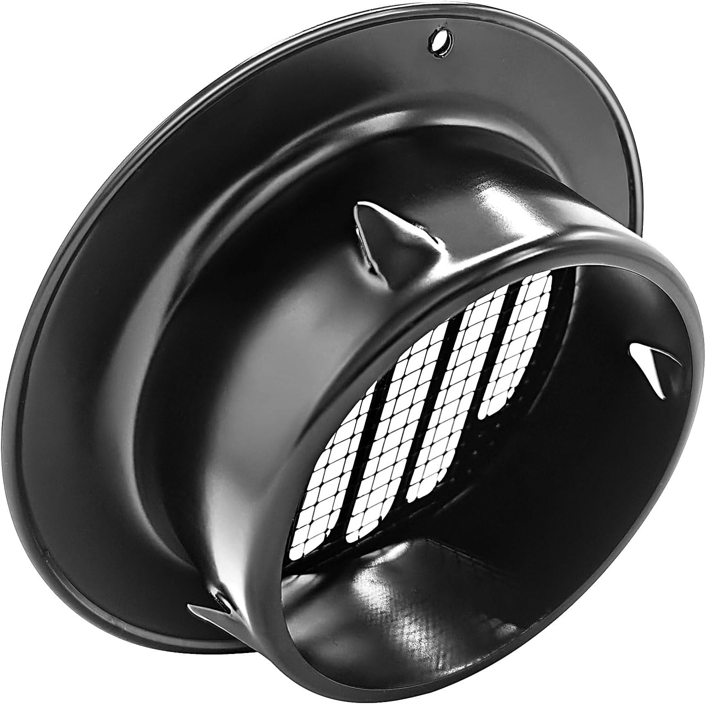 ABCISI 4 inch 4-Pcs Stainless Steel Vent Cover, Black Round Soffit Louver Grille Exhaust Cover, Built-in Mesh Screen, Suitable for Vent Places Such as Kitchen, Bathroom, etc (4 inch Black Cover 4Pcs)