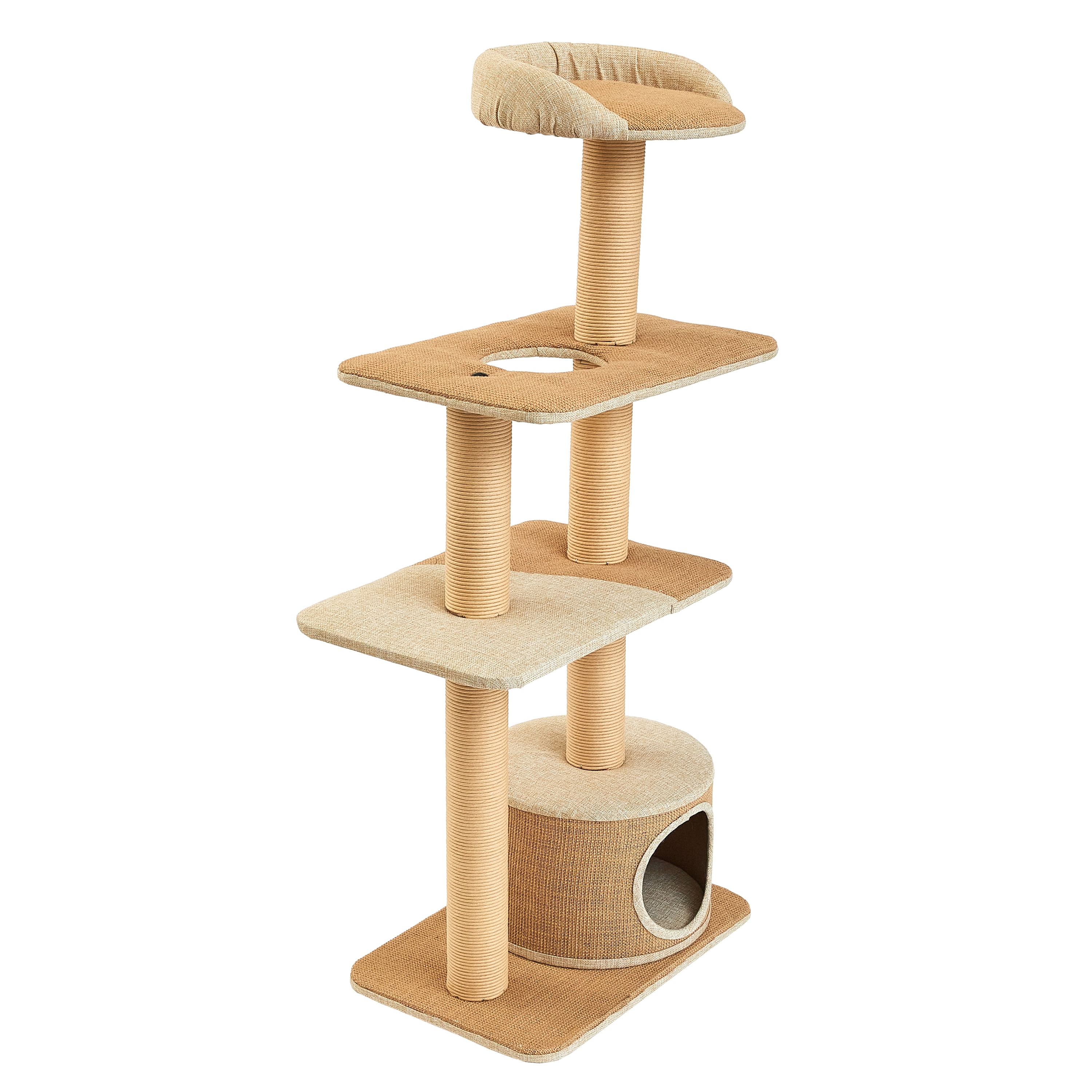 Two by Two Cottonwood 51-inch Cat Tree, Tower, Condo, Scratch Pad & Playground