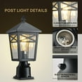 thumbnail image 4 of 1-Light Dusk to Dawn Outdoor Post Light, Exterior Lamp Post Light Fixture with Clear Glass, Black Finish Post Light Fixture for Patio Garden, 4 of 7