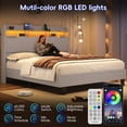 thumbnail image 5 of ANPOO King Size LED Corduroy Bed Frame with Charging Station, Wingback Platform Bed Frame with 55" Headboard, Upholstered Bed Frame No Box Spring Needed/Noise Free, 5 of 8